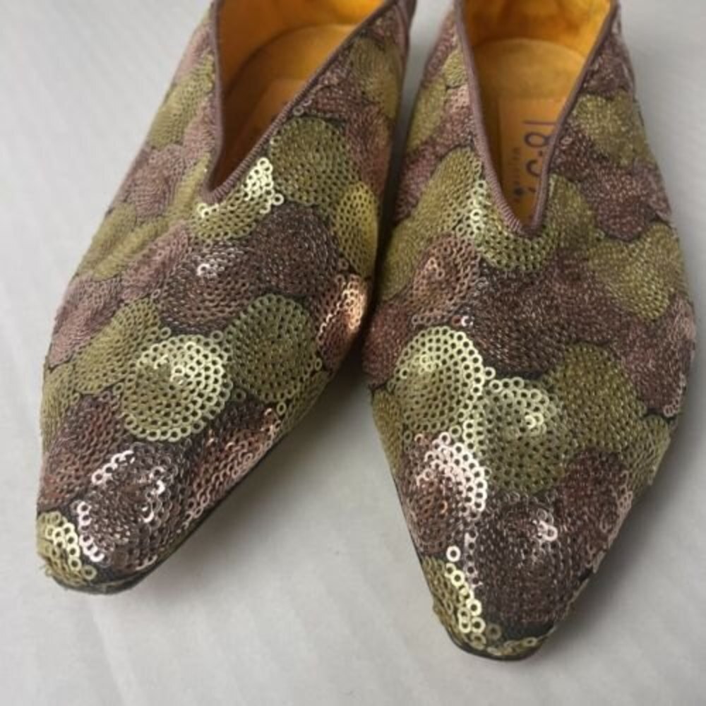 18-3949 Majoree Sequins Gold Pink Loafers shoes women’s Size 37 Made In Italy‌‌‌ - Picture 8 of 9